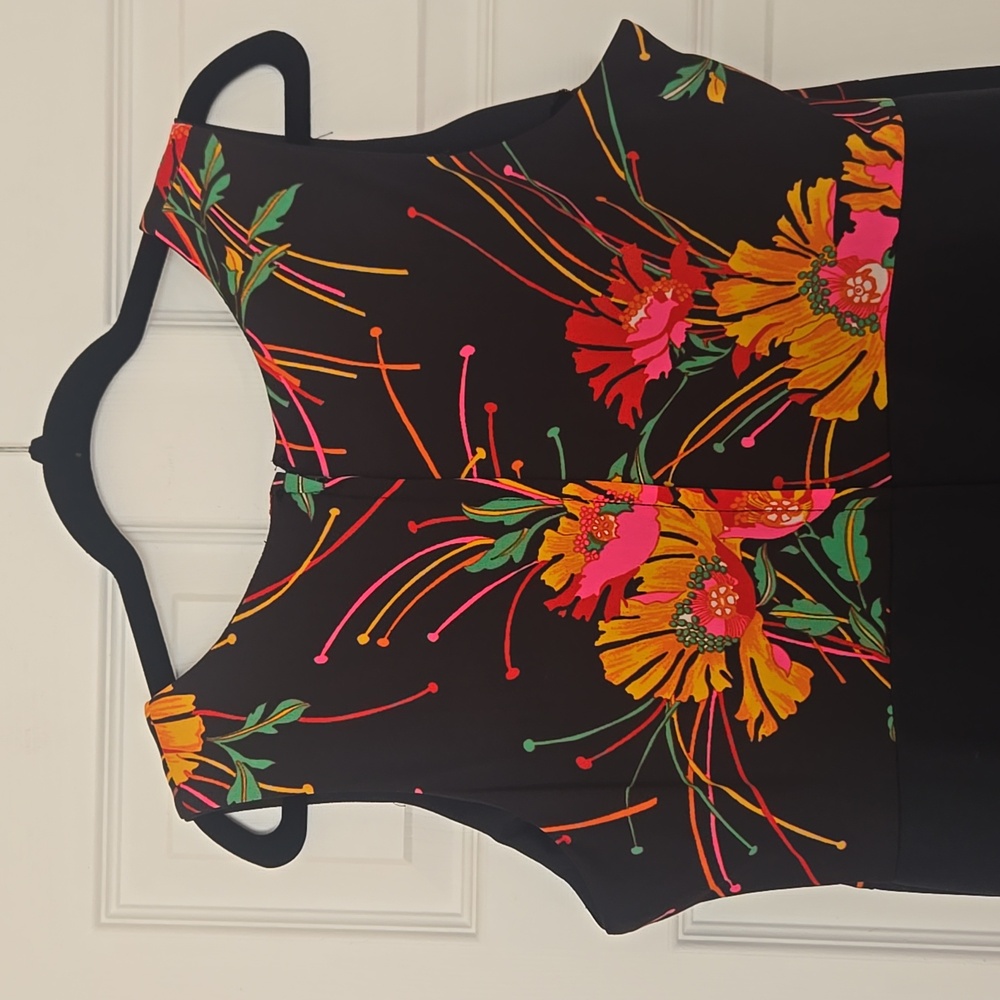 Vintage 70s Floral Maxi Black Hostess Cocktail Evening Party Dress | Size M - Picture 12 of 16